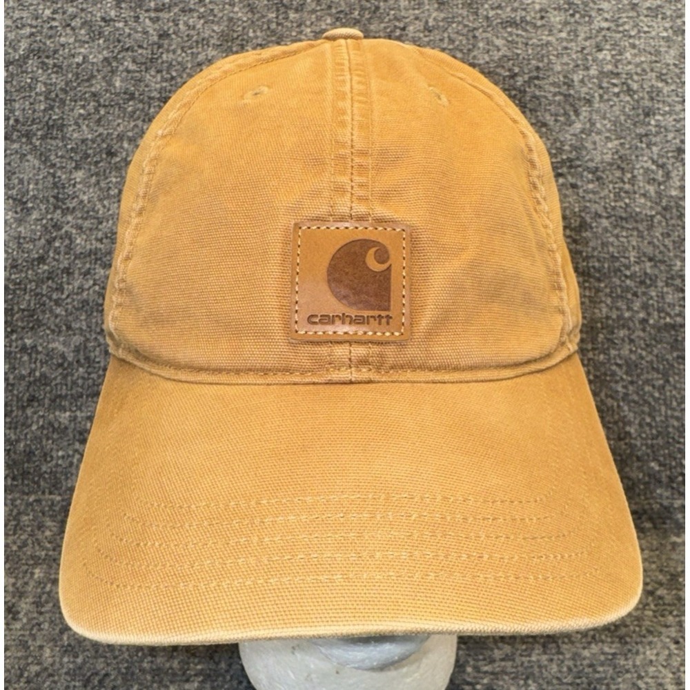 Carhartt Men's Tan Canvas Baseball Cap Adjustable Hat Excellent Condition